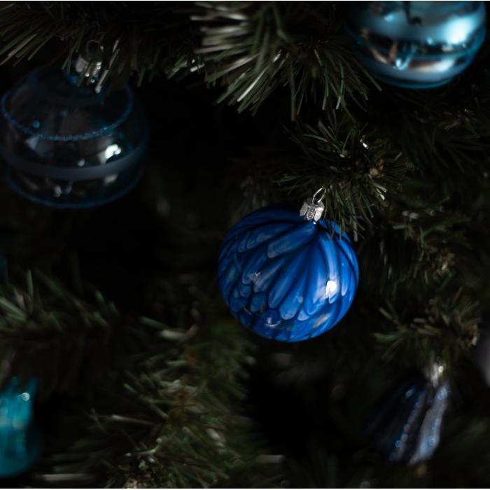 Sklenené vianočné ozdoby Kahuri - Ultramarín S, 4 ks