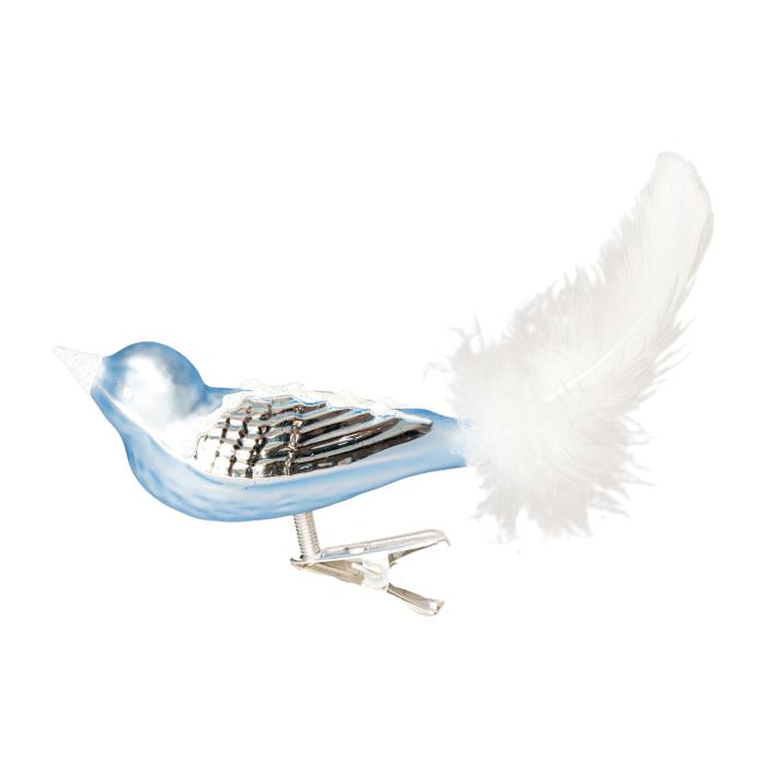 Sklenená ozdoba Veľkonočný vták modrá linka , 1 ks