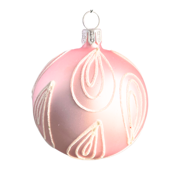 Sada sklenených vianočných ozdôb - kašmírové gule ružové, 12 ks