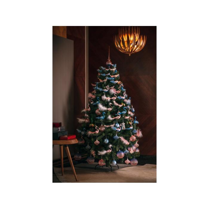 Sada sklenených vianočných ozdôb - kašmírové gule ružové, 12 ks