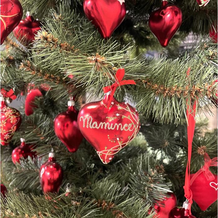 Sklenená ozdoba Srdce s nápisom pre mamu, 1 ks