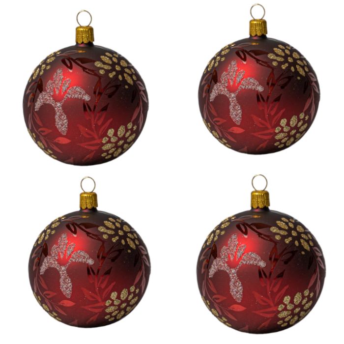 Sada vianočných ozdôb Secese Treasure Boxes - bordová, 4 ks