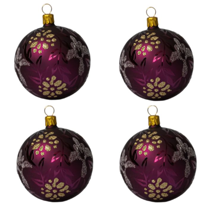 Sada vianočných dekorácií Secese Treasure Boxes - fialová, 4 ks