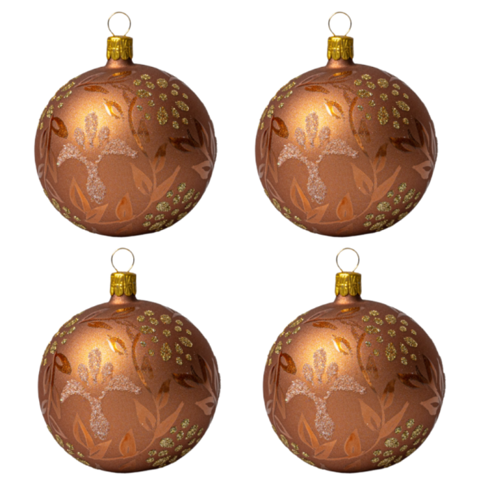 Sada vianočných ozdôb Secese flask of eight treasures - meď, 4 ks