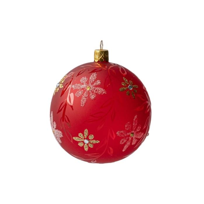 Vianočná ozdoba Secession - osem pokladov tmavočervená číra, 1 kus