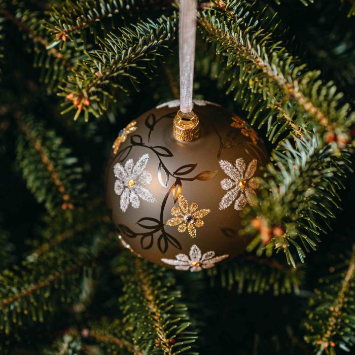 Vianočná ozdoba Secession - osem pokladov tmavočervená, 1 ks