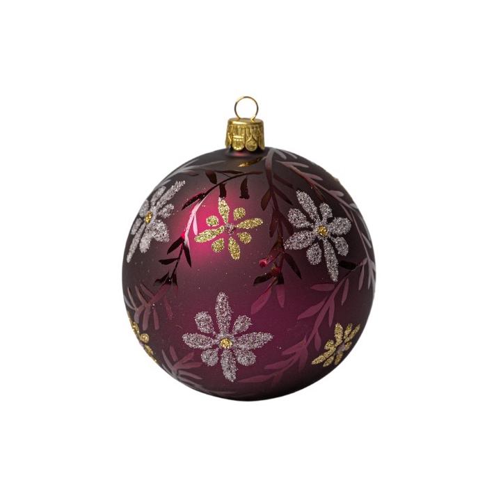 Vianočná ozdoba Secession - osem pokladov tmavo červenofialová, 1 ks