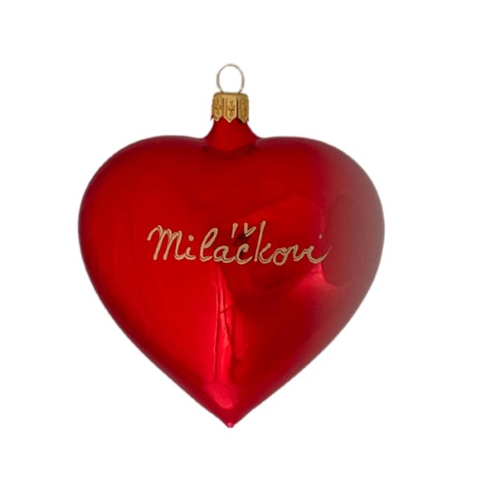 Sklenená ozdoba Veľké červené srdce s nápisom: to my darling, 1 ks