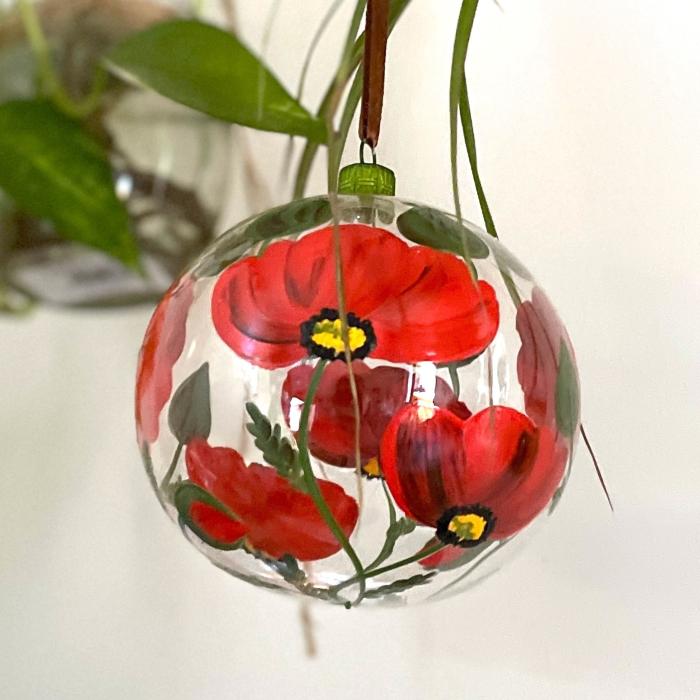 Sklenený fúkaný ornament maky, 1 ks