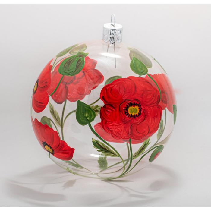 Sklenený fúkaný ornament maky, 1 ks
