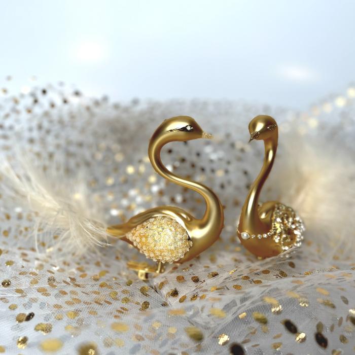 Sklenené vianočné ozdoby základné Sunshine - Sunshine labute, 2 ks