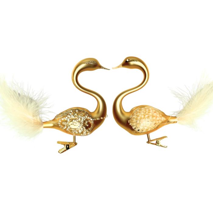 Sklenené vianočné ozdoby základné Sunshine - Sunshine labute, 2 ks