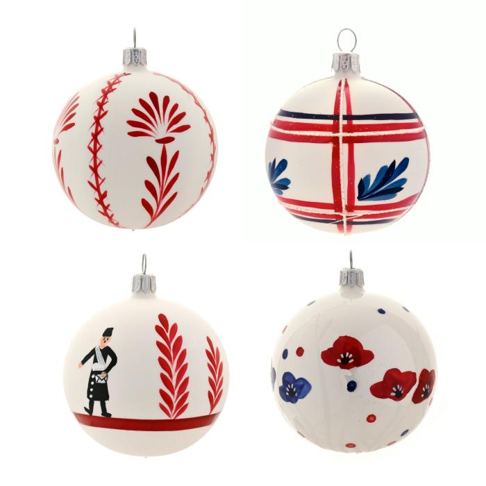 Sklenené vianočné ozdoby Domovina - Poštár, 4 ks