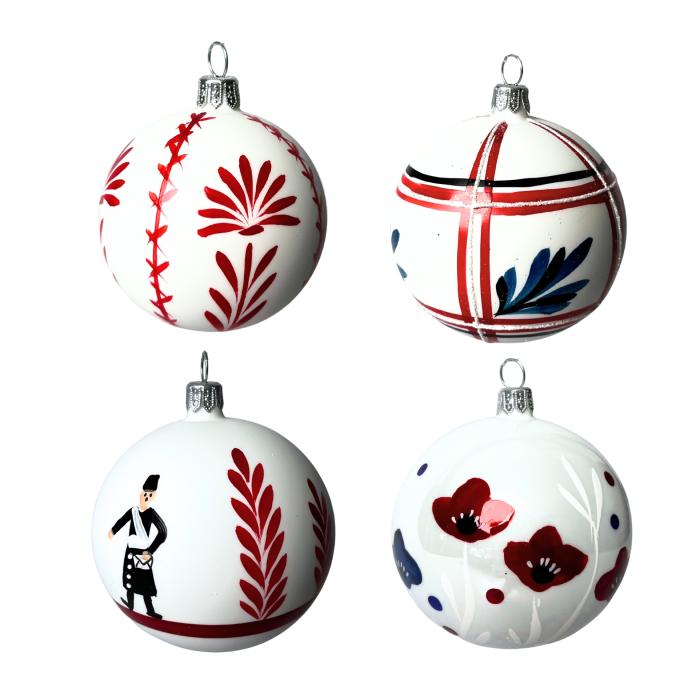 Sklenené vianočné ozdoby Domovina - Poštár, 4 ks