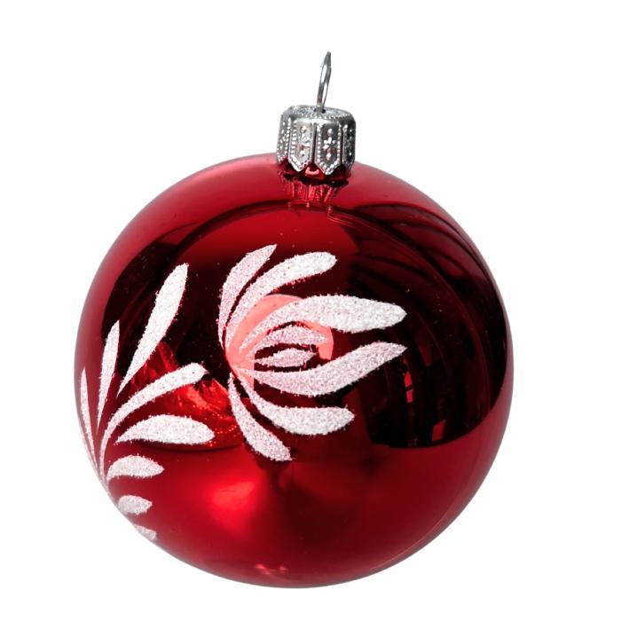 Sklenené vianočné ozdoby Domovina - Maky a pivonky, 6 ks