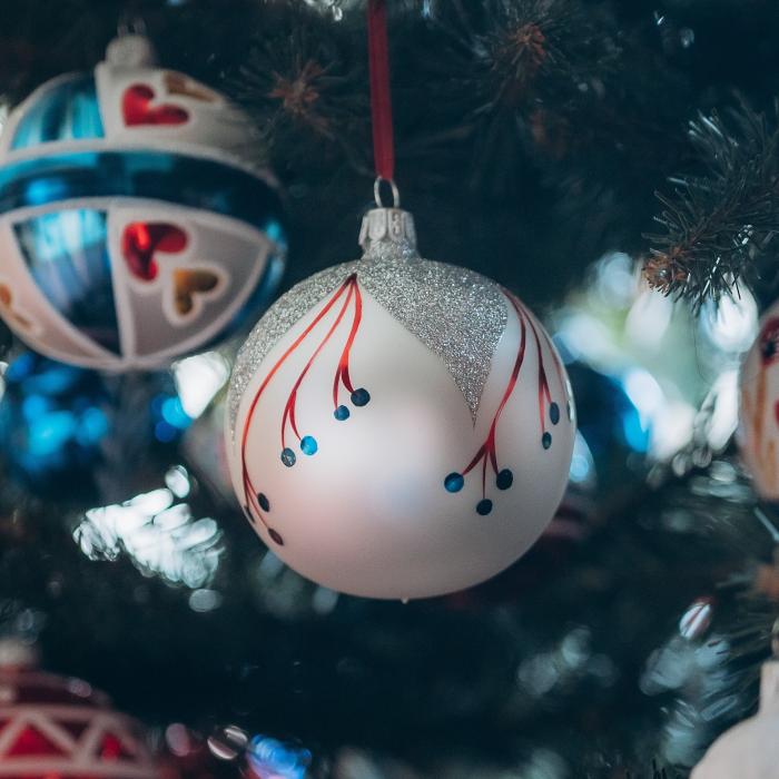 Sklenené vianočné ozdoby Domovina - Maky a bodky, 6 ks