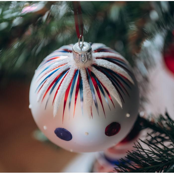 Sklenené vianočné ozdoby Domovina - Maky a bodky, 6 ks