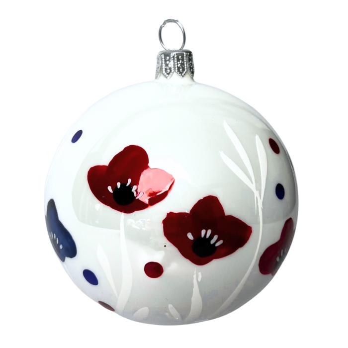 Sklenené vianočné ozdoby Domovina - Lipové stromčeky a maky, 12 ks