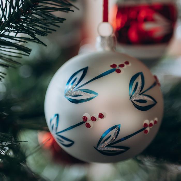 Sklenené vianočné ozdoby Domovina - Lipové stromčeky a maky, 12 ks